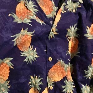 Men’s Purple Pineapple Hawaiian Shirt Tropical sz LG Paradise Found